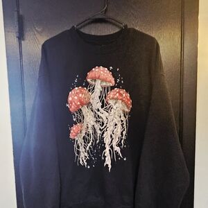 Black Sweatshirt with Mushroom Jellyfish Design